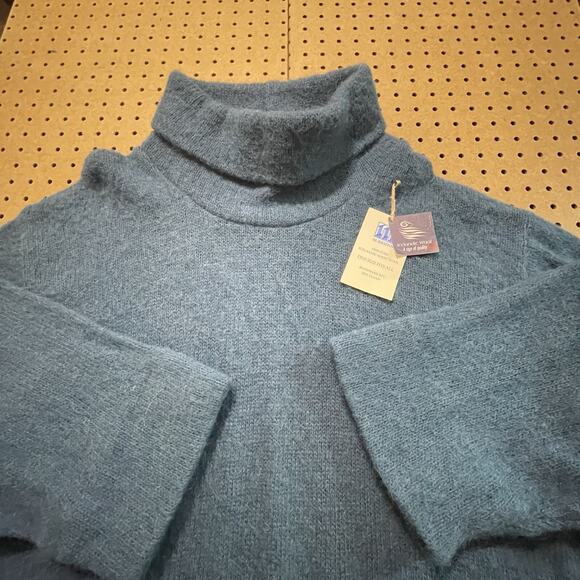 NWT M Design Sweater Womens XL Teal Icelandic Wool Pure Sheep Wool Knit Oversize - Picture 2 of 9